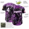 Custom Black White-Medium Purple Splatter Torn Sharp Brush Stroke Authentic Baseball Jersey