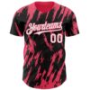 Custom Black White-Neon Pink Splatter Torn Sharp Brush Stroke Authentic Baseball Jersey