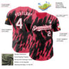 Custom Black White-Neon Pink Splatter Torn Sharp Brush Stroke Authentic Baseball Jersey