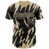 Custom Black Cream Splatter Torn Sharp Brush Stroke Authentic Baseball Jersey