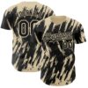 Custom Black Cream Splatter Torn Sharp Brush Stroke Authentic Baseball Jersey