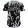 Custom Black Silver Splatter Torn Sharp Brush Stroke Authentic Baseball Jersey
