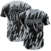 Custom Black Silver Splatter Torn Sharp Brush Stroke Authentic Baseball Jersey