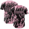 Custom Black Light Pink Splatter Torn Sharp Brush Stroke Authentic Baseball Jersey