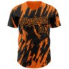 Custom Black Bay Orange Splatter Torn Sharp Brush Stroke Authentic Baseball Jersey