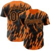 Custom Black Bay Orange Splatter Torn Sharp Brush Stroke Authentic Baseball Jersey