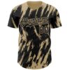 Custom Black Vegas Gold Splatter Torn Sharp Brush Stroke Authentic Baseball Jersey