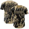 Custom Black Vegas Gold Splatter Torn Sharp Brush Stroke Authentic Baseball Jersey