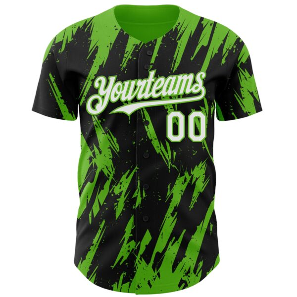 Custom Black White-Aurora Green Splatter Torn Sharp Brush Stroke Authentic Baseball Jersey