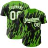 Custom Black White-Aurora Green Splatter Torn Sharp Brush Stroke Authentic Baseball Jersey