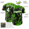 Custom Black White-Aurora Green Splatter Torn Sharp Brush Stroke Authentic Baseball Jersey