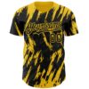 Custom Black Yellow Splatter Torn Sharp Brush Stroke Authentic Baseball Jersey