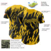 Custom Black Yellow Splatter Torn Sharp Brush Stroke Authentic Baseball Jersey