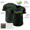 Custom Black Green-Old Gold Splatter Torn Sharp Brush Stroke Authentic Baseball Jersey