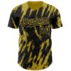 Custom Black Old Gold Splatter Torn Sharp Brush Stroke Authentic Baseball Jersey