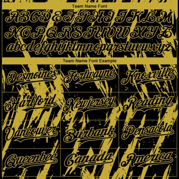 Custom Black Old Gold Splatter Torn Sharp Brush Stroke Authentic Baseball Jersey