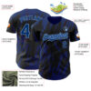 Custom Black US Navy Blue-Light Blue Splatter Torn Sharp Brush Stroke Authentic Baseball Jersey