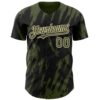 Custom Black Olive-Cream Splatter Torn Sharp Brush Stroke Authentic Baseball Jersey