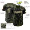 Custom Black Olive-Cream Splatter Torn Sharp Brush Stroke Authentic Baseball Jersey