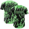 Custom Black Pea Green Splatter Torn Sharp Brush Stroke Authentic Baseball Jersey