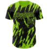 Custom Black Neon Green Splatter Torn Sharp Brush Stroke Authentic Baseball Jersey