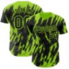 Custom Black Neon Green Splatter Torn Sharp Brush Stroke Authentic Baseball Jersey