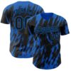 Custom Black Blue Splatter Torn Sharp Brush Stroke Authentic Baseball Jersey