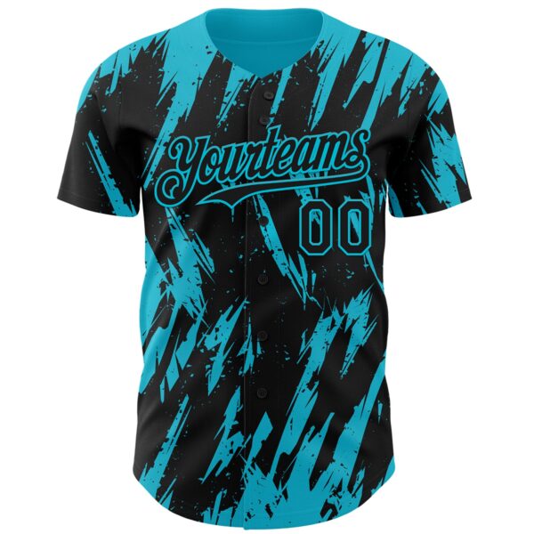 Custom Black Lakes Blue Splatter Torn Sharp Brush Stroke Authentic Baseball Jersey