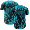 Custom Black Lakes Blue Splatter Torn Sharp Brush Stroke Authentic Baseball Jersey