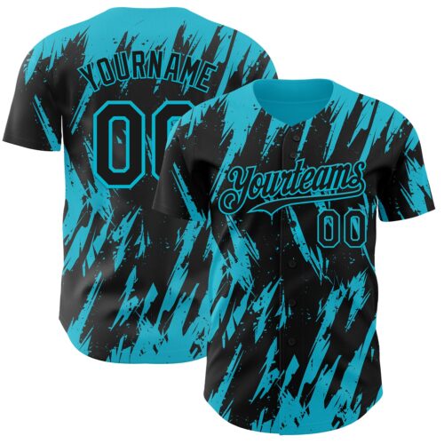 Custom Black Lakes Blue Splatter Torn Sharp Brush Stroke Authentic Baseball Jersey