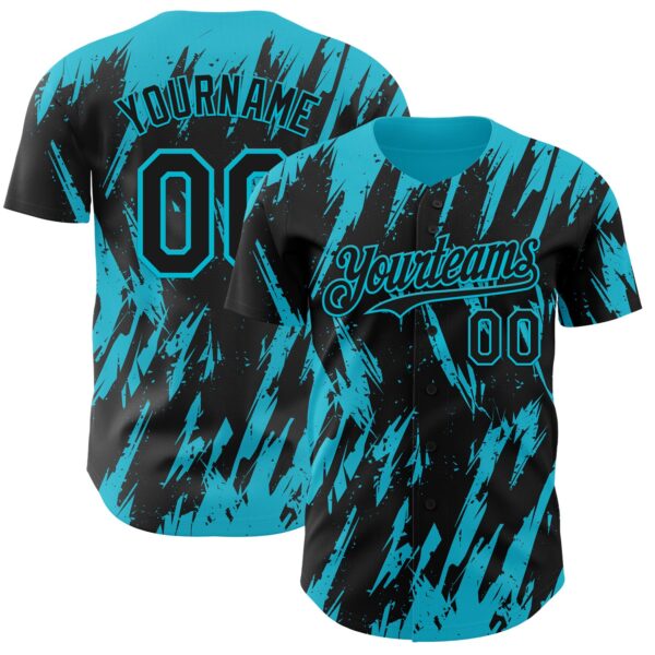 Custom Black Lakes Blue Splatter Torn Sharp Brush Stroke Authentic Baseball Jersey