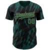 Custom Black Midnight Green-Old Gold Splatter Torn Sharp Brush Stroke Authentic Baseball Jersey