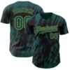 Custom Black Midnight Green-Old Gold Splatter Torn Sharp Brush Stroke Authentic Baseball Jersey