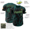 Custom Black Midnight Green-Old Gold Splatter Torn Sharp Brush Stroke Authentic Baseball Jersey