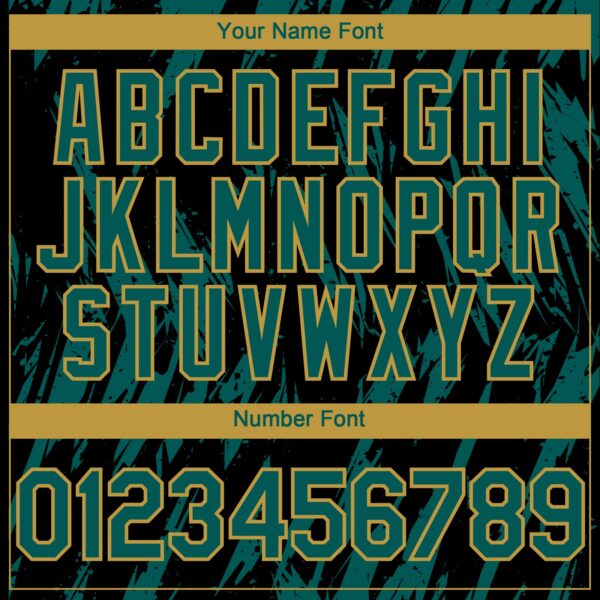 Custom Black Midnight Green-Old Gold Splatter Torn Sharp Brush Stroke Authentic Baseball Jersey