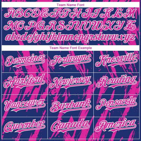 Custom Royal Deep Pink-White Splatter Torn Sharp Brush Stroke Authentic Baseball Jersey