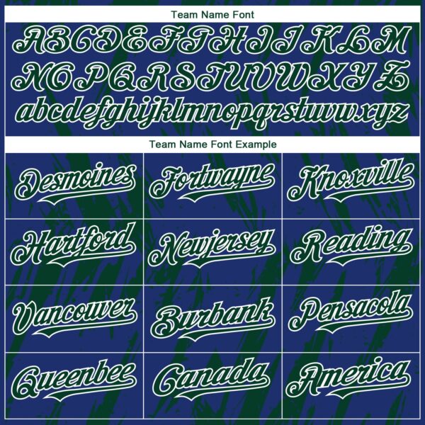 Custom Royal Green-White Splatter Torn Sharp Brush Stroke Authentic Baseball Jersey