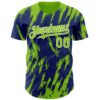 Custom Royal Neon Green-White Splatter Torn Sharp Brush Stroke Authentic Baseball Jersey