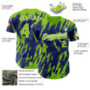 Custom Royal Neon Green-White Splatter Torn Sharp Brush Stroke Authentic Baseball Jersey