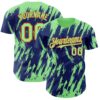 Custom Royal Pea Green-Orange Splatter Torn Sharp Brush Stroke Authentic Baseball Jersey