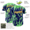 Custom Royal Pea Green-Orange Splatter Torn Sharp Brush Stroke Authentic Baseball Jersey