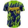 Custom Royal Neon Green-Orange Splatter Torn Sharp Brush Stroke Authentic Baseball Jersey