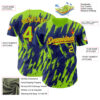 Custom Royal Neon Green-Orange Splatter Torn Sharp Brush Stroke Authentic Baseball Jersey