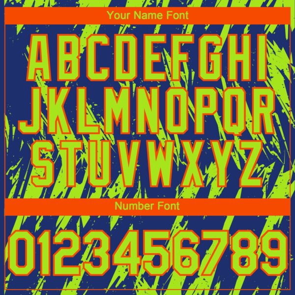 Custom Royal Neon Green-Orange Splatter Torn Sharp Brush Stroke Authentic Baseball Jersey