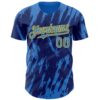 Custom Royal Powder Blue-Yellow Splatter Torn Sharp Brush Stroke Authentic Baseball Jersey