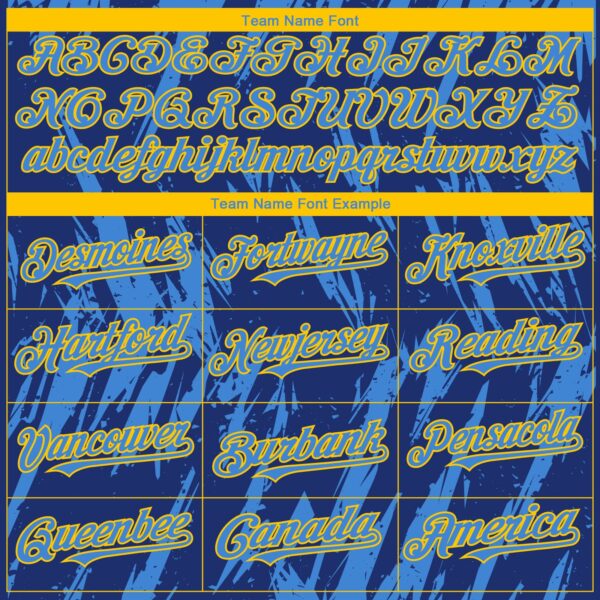 Custom Royal Powder Blue-Yellow Splatter Torn Sharp Brush Stroke Authentic Baseball Jersey