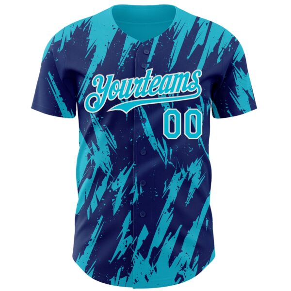 Custom Royal Lakes Blue-White Splatter Torn Sharp Brush Stroke Authentic Baseball Jersey
