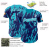 Custom Royal Lakes Blue-White Splatter Torn Sharp Brush Stroke Authentic Baseball Jersey