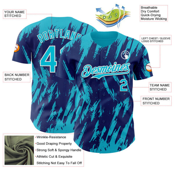 Custom Royal Lakes Blue-White Splatter Torn Sharp Brush Stroke Authentic Baseball Jersey