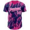 Custom Royal Pink-White Splatter Torn Sharp Brush Stroke Authentic Baseball Jersey